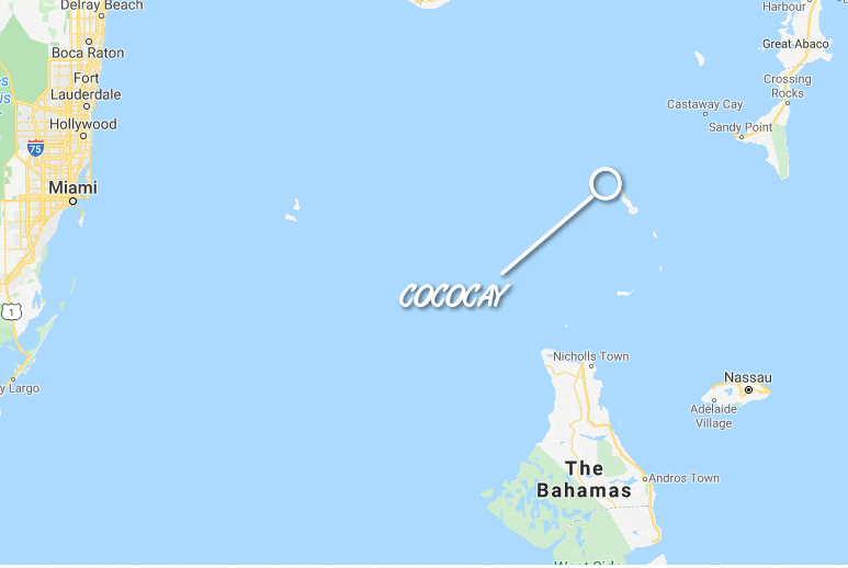 Map of where CocoCay is in the Bahamas