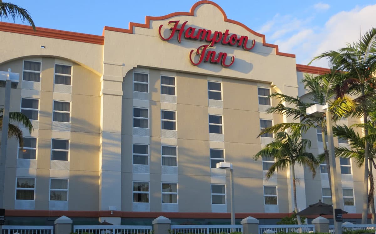 Hotel with palm trees