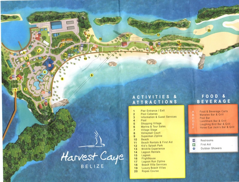 Map of Harvest Caye, Belize