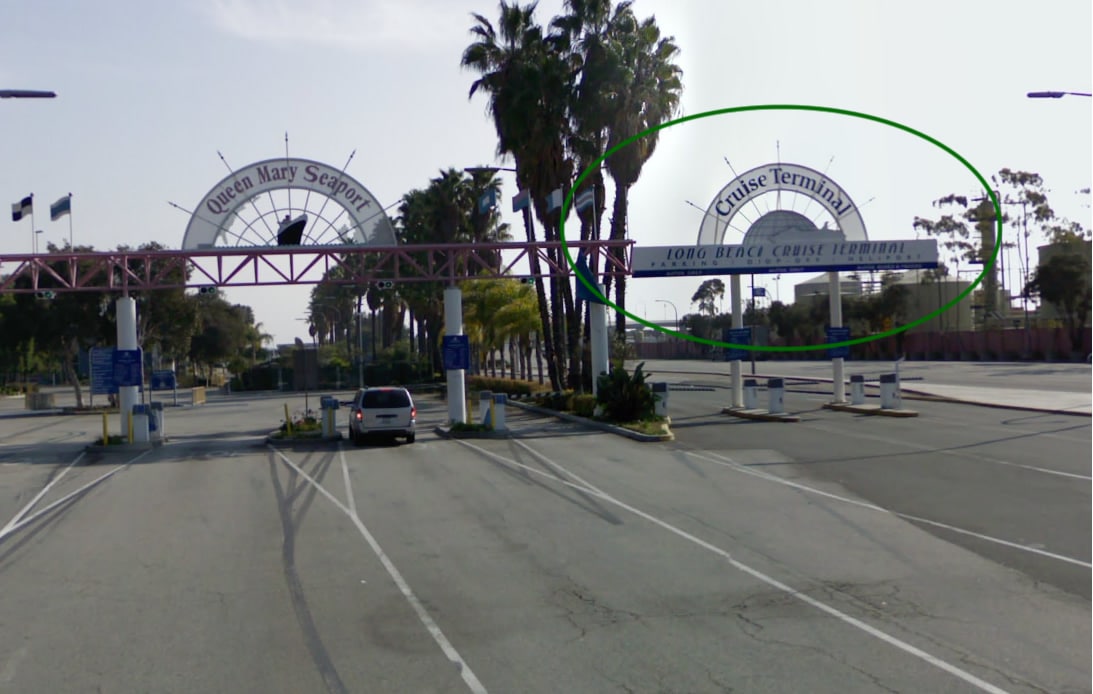 Cruise terminal sign at Port of Long Beach